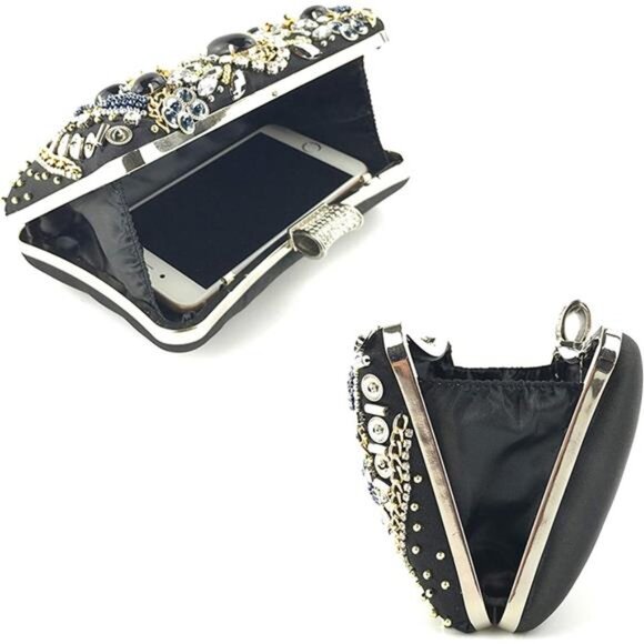 Crystal Rhinestone Evening Clutch Purse Sparkly Shoulder Crossbody Handbag - Picture 4 of 7